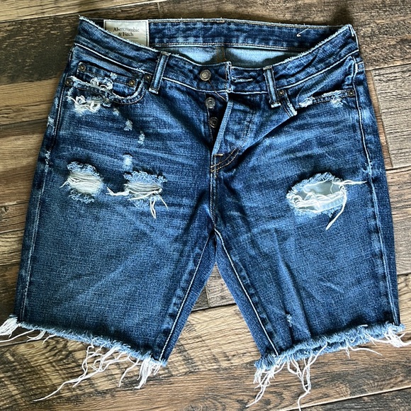 Abercrombie & Fitch Pants - AF cutoff long denim shorts